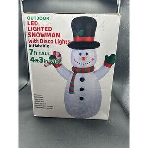 7 FT Christmas Inflatable Snowman Outdoor Decorations - NEW - LED Lights Disco